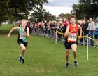 C245 Harrogate Harriersholds off City of York in the under-15 boys Northern Cross Country Relays, Graves Park, Sheffield.